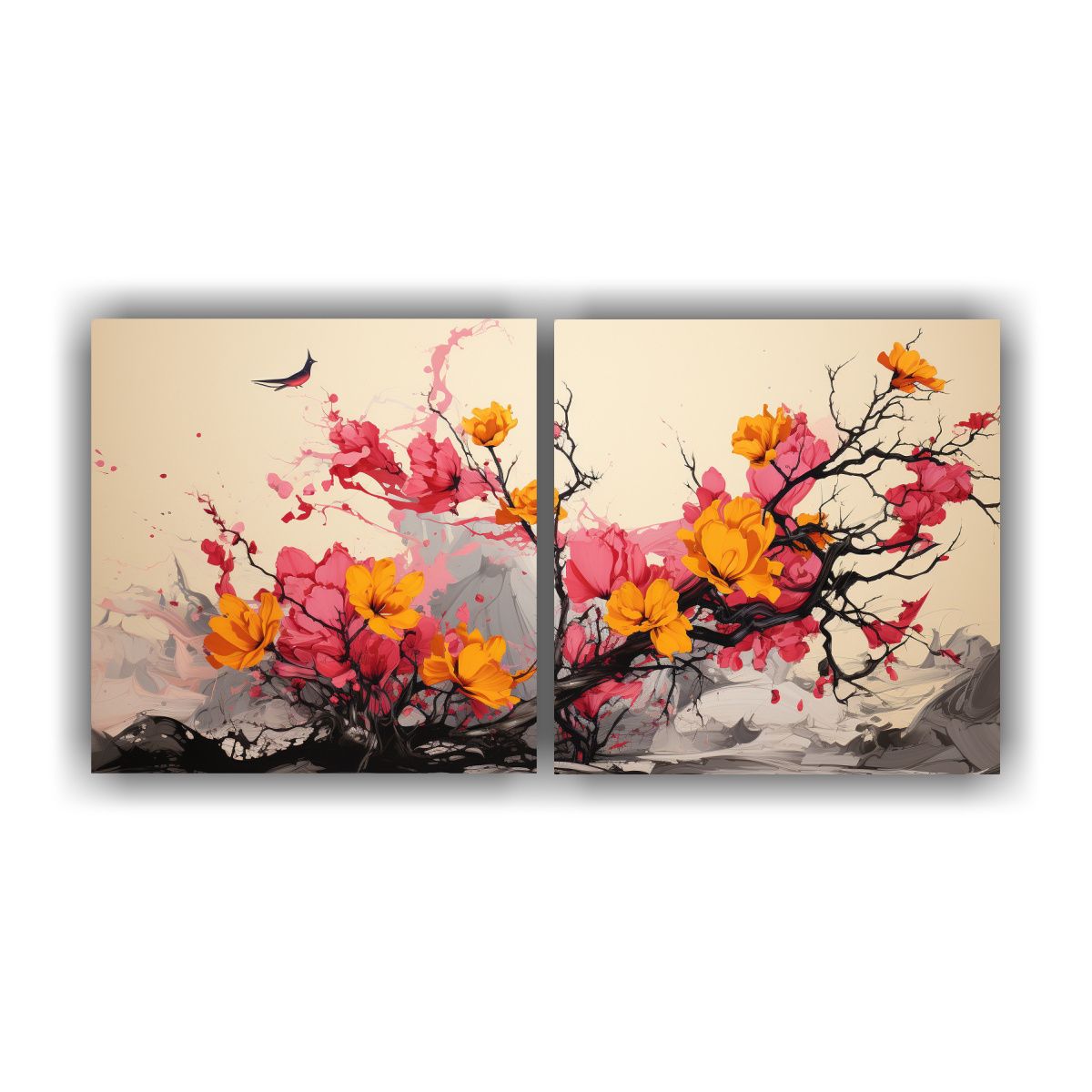 GENERICO - Dos Cuadros Abstracción Estético De Un Árbol 60x30 Cm
