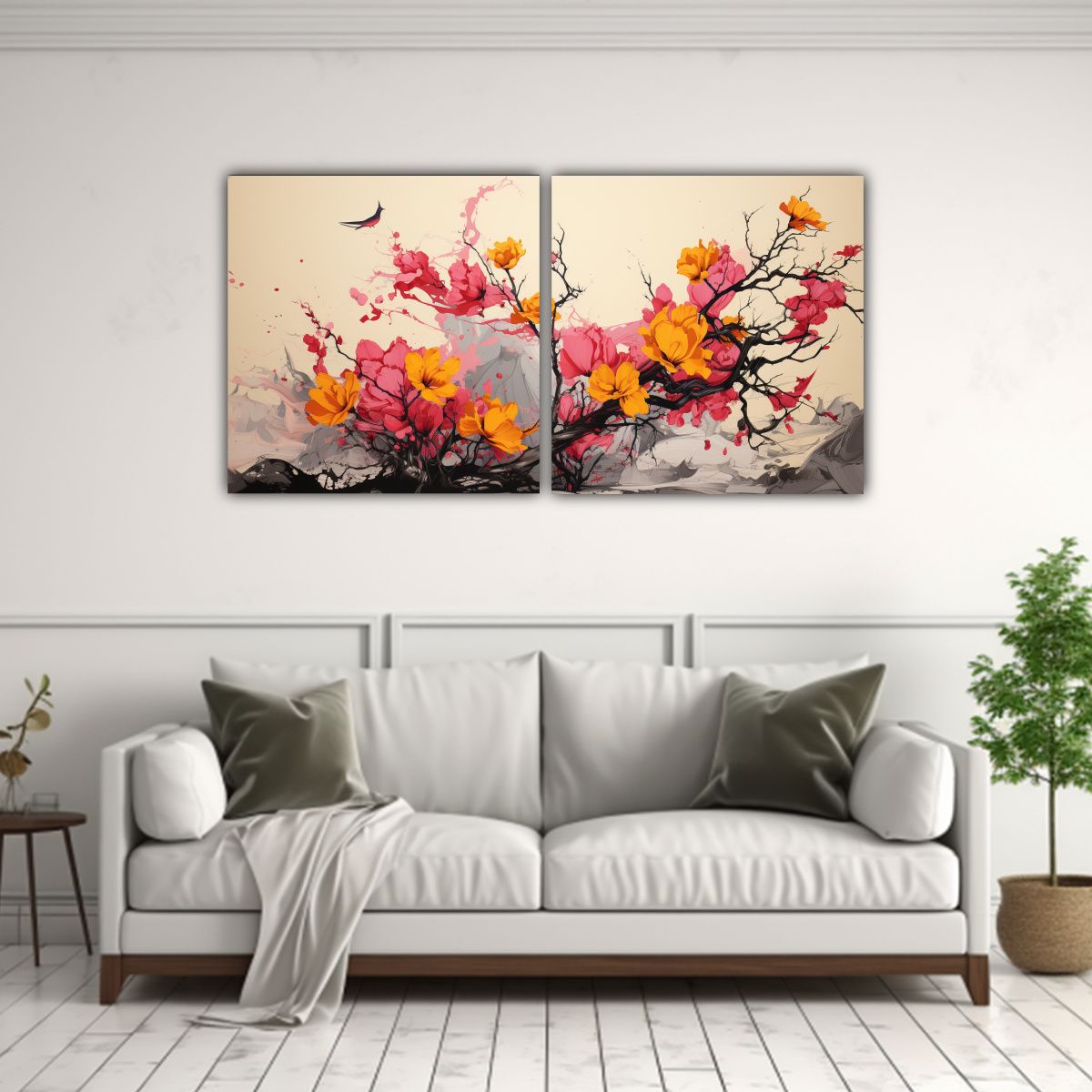 GENERICO - Dos Cuadros Abstracción Estético De Un Árbol 60x30 Cm
