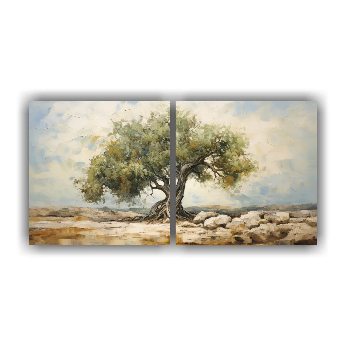 GENERICO - Cuadro Abstracto Árbol De Olivo Con Expresión 60x30 Cm