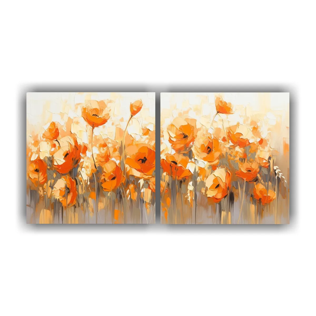 GENERICO - Pintura Diptico Horizontal Interiores Con Flores 80x40 Cm