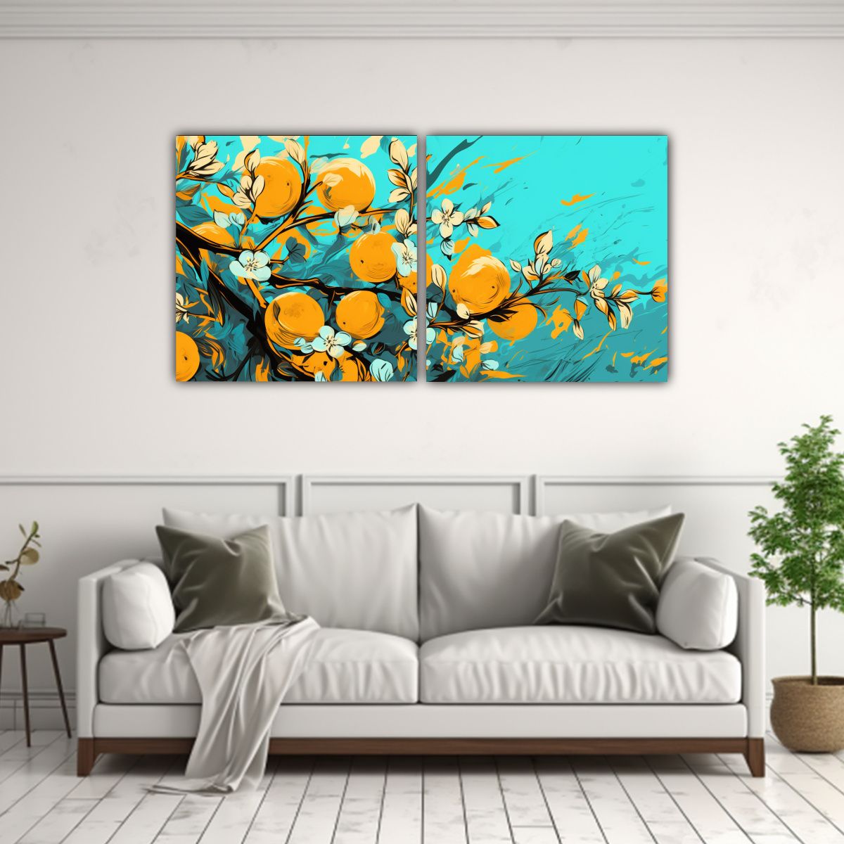 GENERICO - Pinturas Decorativas Con Forma De árbol Naranja 100x50 Cm