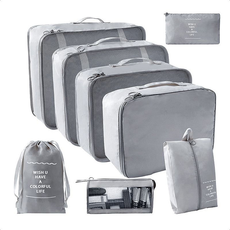 SUPERCENTER - Bolsas Viaje 8 En 1 Bolsas Organizadoras Viaje Maleta Gris