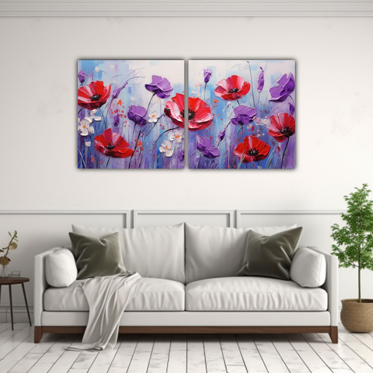 GENERICO - Pintura Acuarela Flores Poder A Colores Morado Y 100x50 Cm