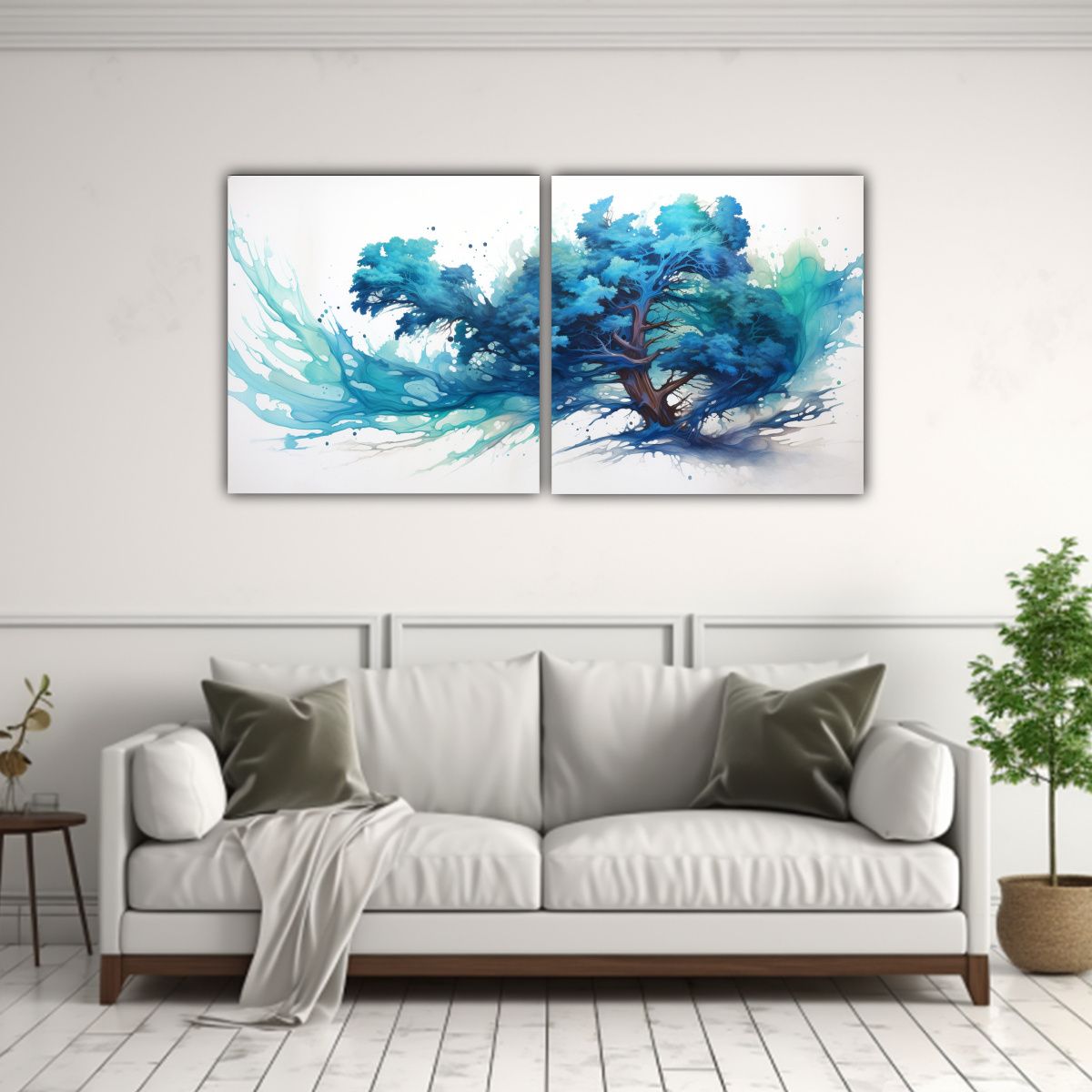 GENERICO - Dos Lienzos Forma Impactante A Pine Tree 80x40 Cm