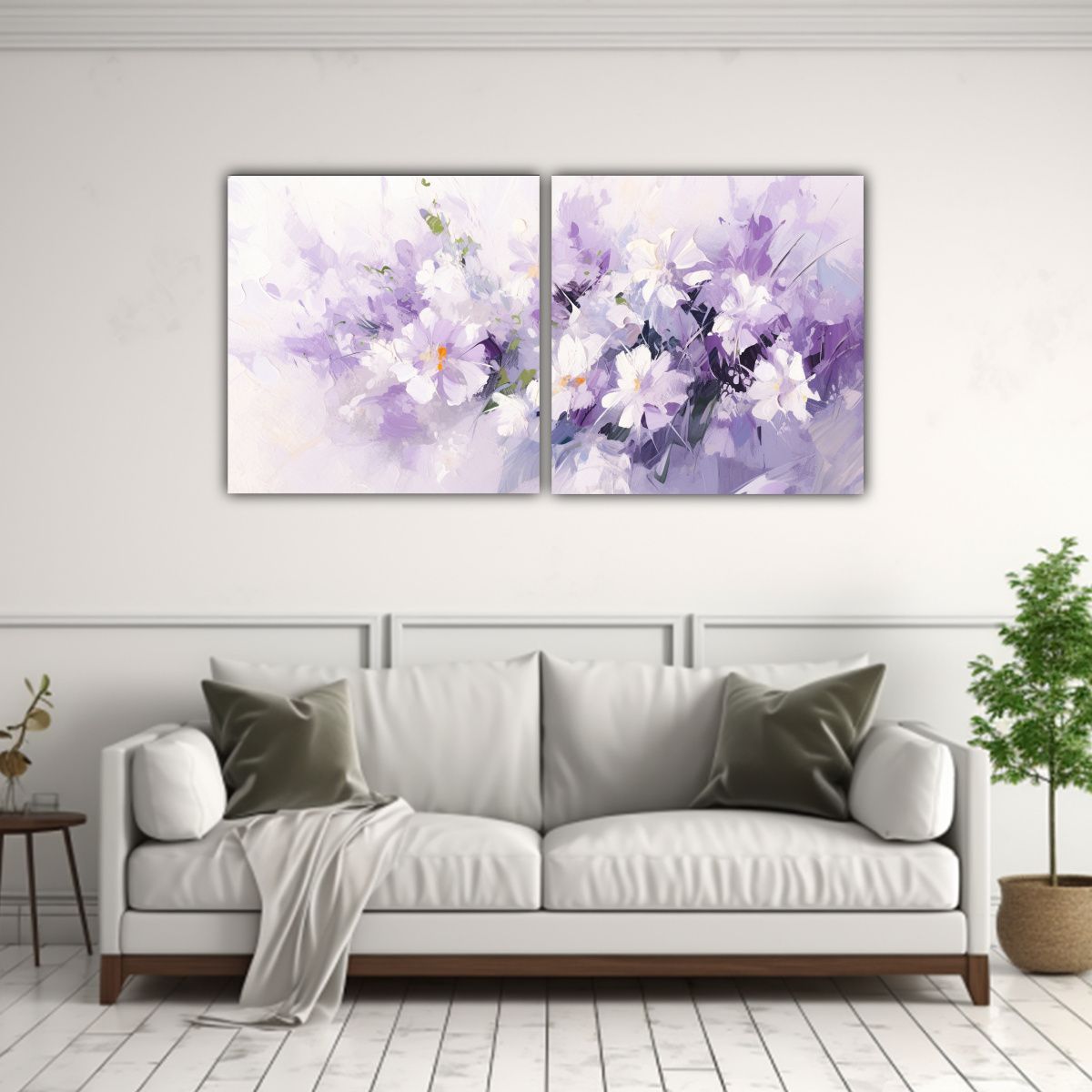GENERICO - Pintura En Lienzo De Flores En Colores Morado Y 100x50 Cm