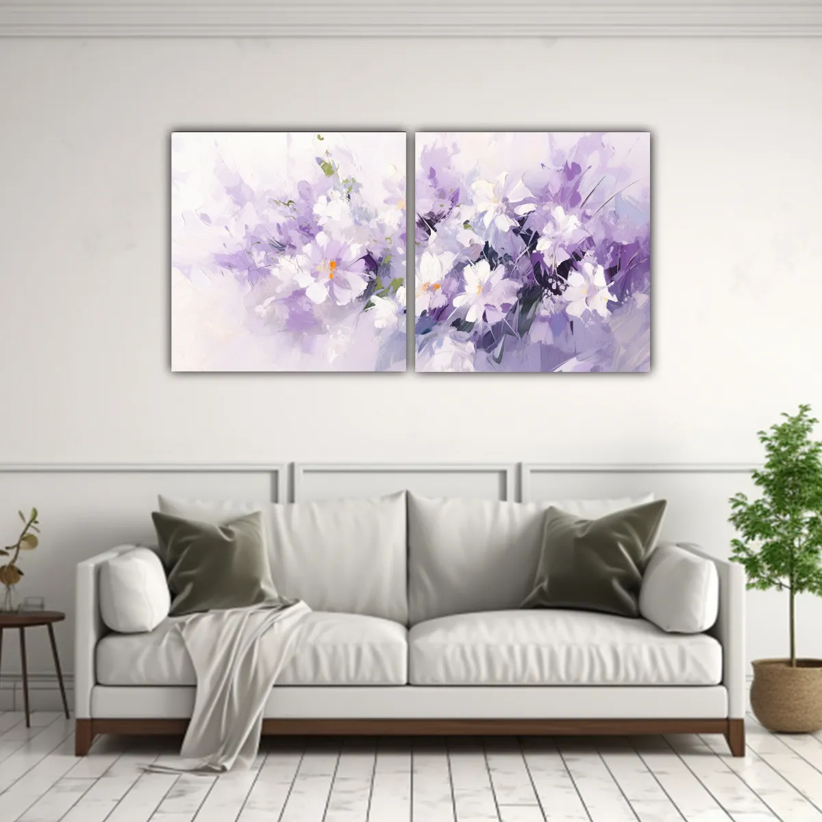 GENERICO - Pintura En Lienzo De Flores En Colores Morado Y 80x40 Cm