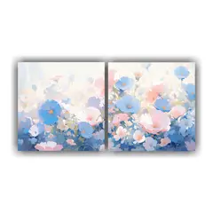 GENERICO - Diptico Forma Inspiración Pintura De Flores En 80x40 Cm