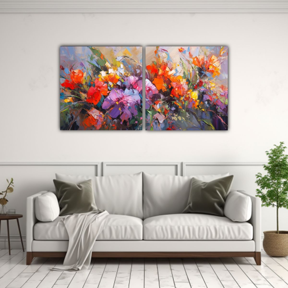 GENERICO - Lienzos De Tela Expresión Contraste Flores 60x30 Cm
