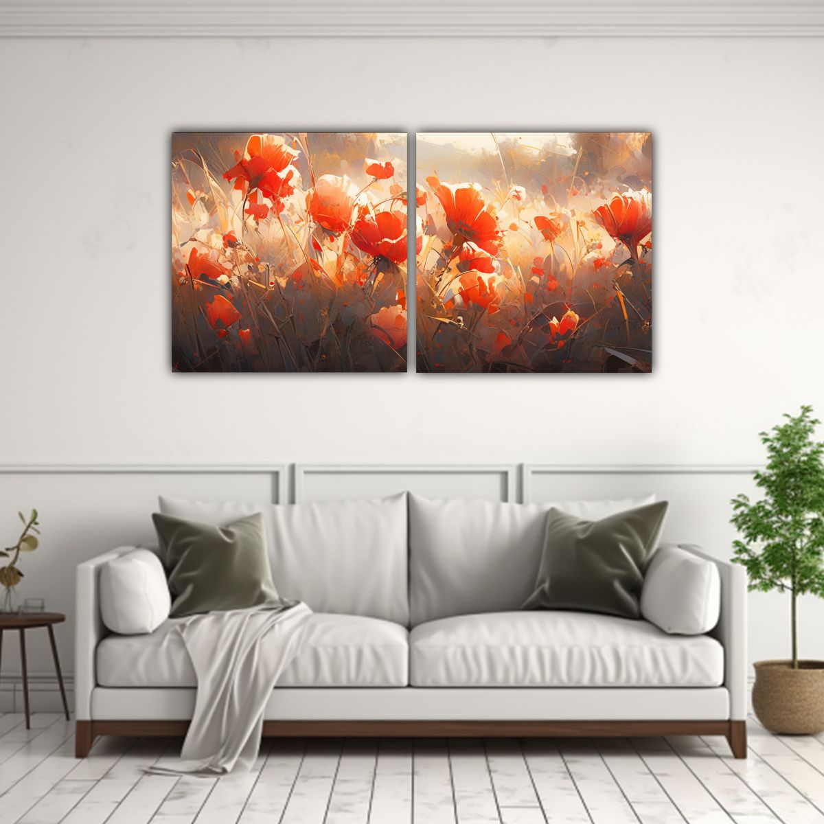 GENERICO - Pintura Al óleo En Lienzo De Flores Rojas Y 60x30 Cm
