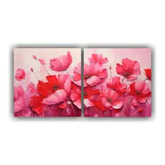 GENERICO - Dos Lienzos Modernos Mágicos En Rojo Y Rosa Con 80x40 Cm