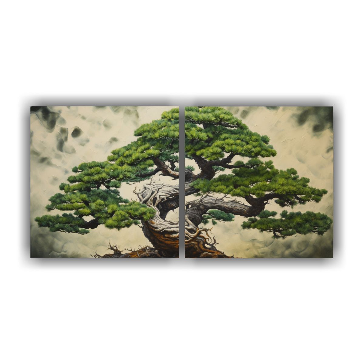 GENERICO - Pintura Abstracta De Bonsái De Abeto Que Impacta 60x30 Cm