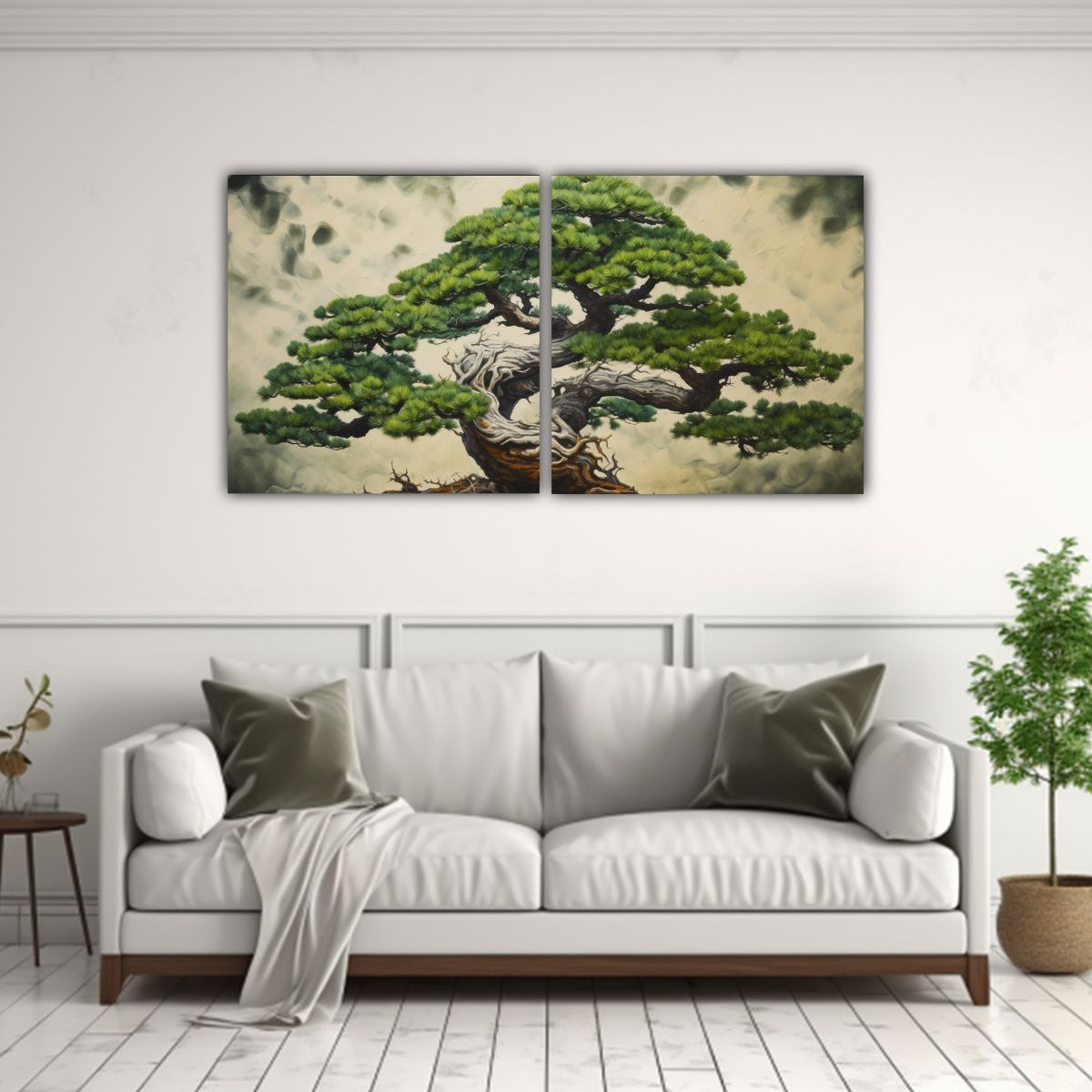GENERICO - Pintura Abstracta De Bonsái De Abeto Que Impacta 60x30 Cm