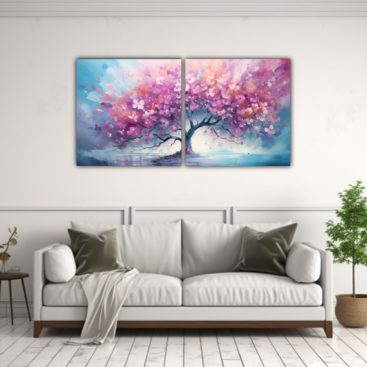 GENERICO - Pintura Abstracta De árbol Tropical En Colores 80x40 Cm