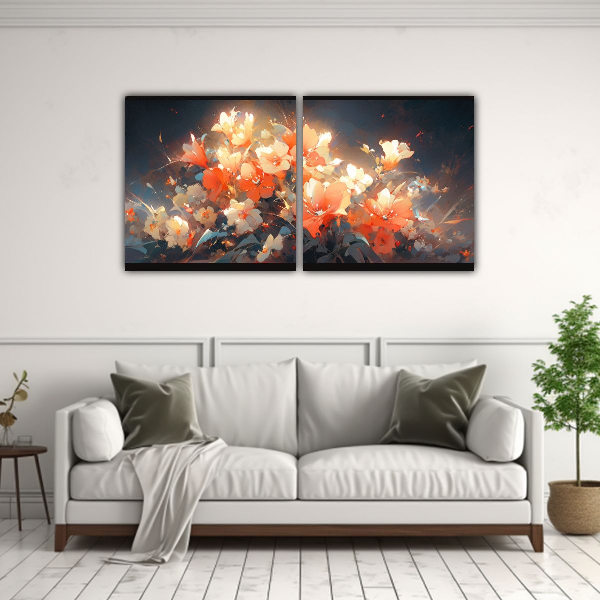 GENERICO - Cuadro De Flores Vibrantes Estilo Vib 60x30 Cm