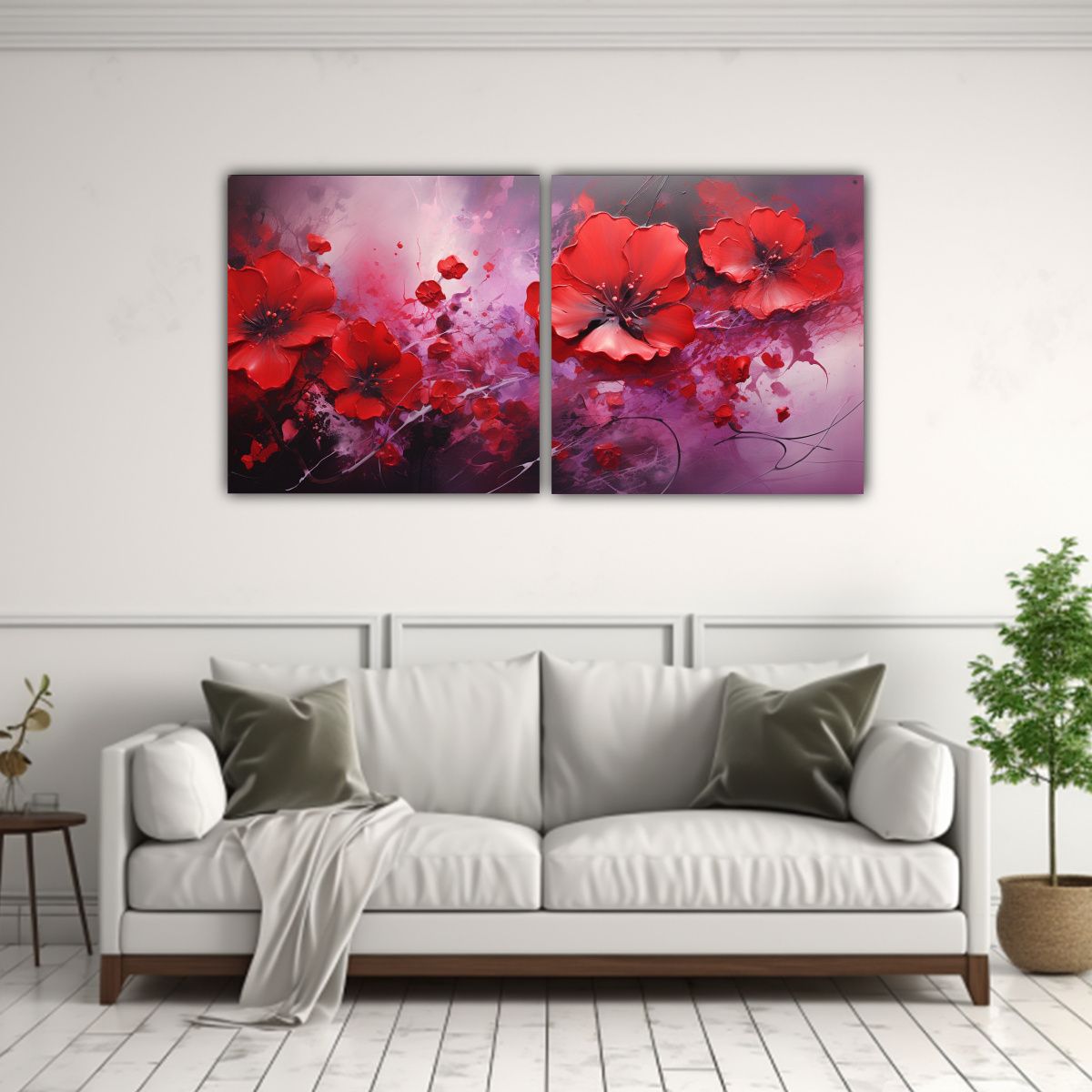 GENERICO - Cuadro Abstracto Equilibrio Visual Flores 80x40 Cm