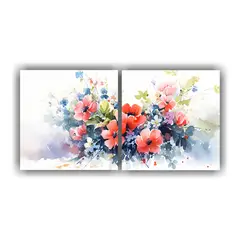 GENERICO - Pintura En Lienzo Estilo Acuarelas De Flores 80x40 Cm