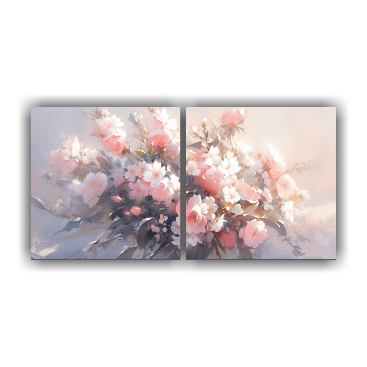 GENERICO - Pintura Díptico Composición Moderna Flores 100x50 Cm