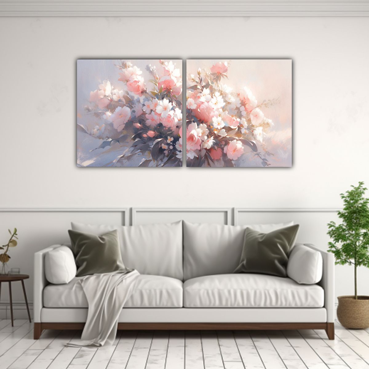 GENERICO - Pintura Díptico Composición Moderna Flores 100x50 Cm