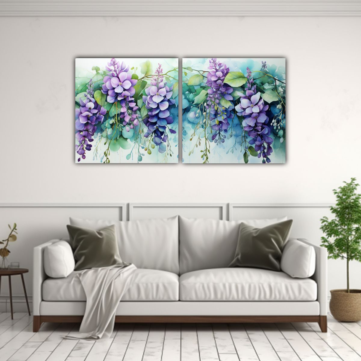 GENERICO - Pintura Abstracta Estilo A Con Flores De Glicina 80x40 Cm