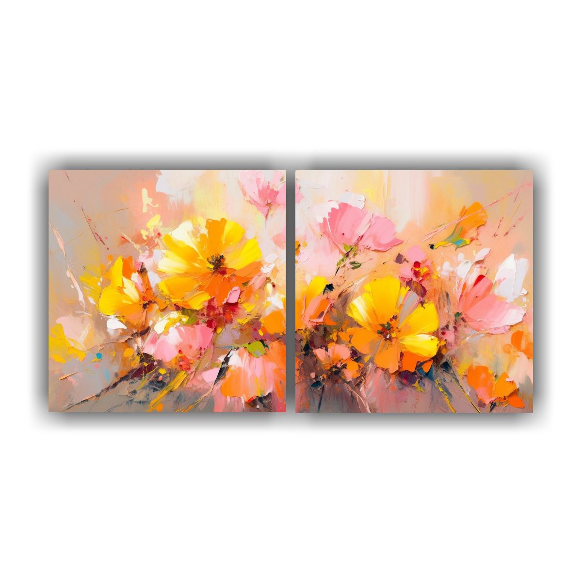 GENERICO - Flor Amarilla Y Rosa En Lienzo De Alta Calidad 100x50 Cm