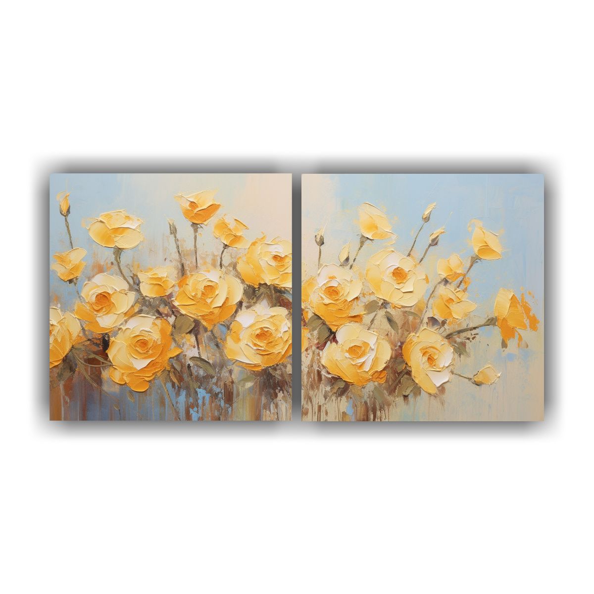 GENERICO - Lienzo Cuadro Obra Maestra Amarillo Flores En 60x30 Cm
