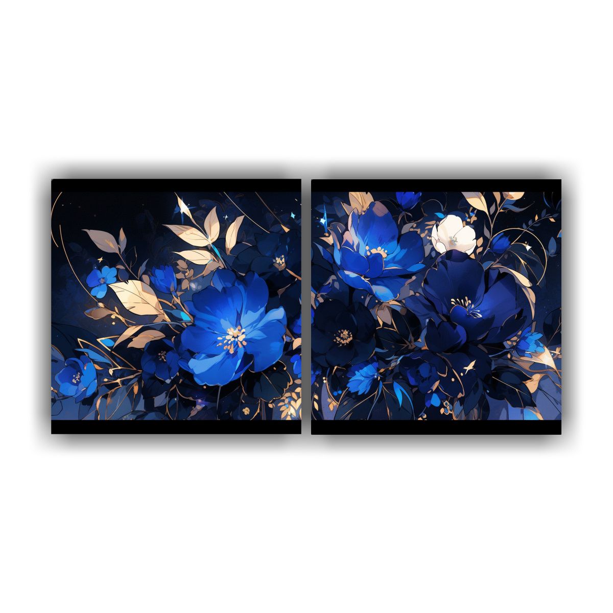 GENERICO - Conjunto De Cuadros Cálidos Estilo Negro Y Azul 100x50 Cm