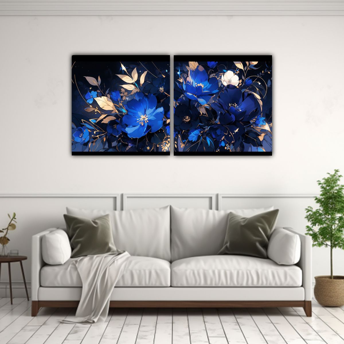 GENERICO - Conjunto De Cuadros Cálidos Estilo Negro Y Azul 100x50 Cm