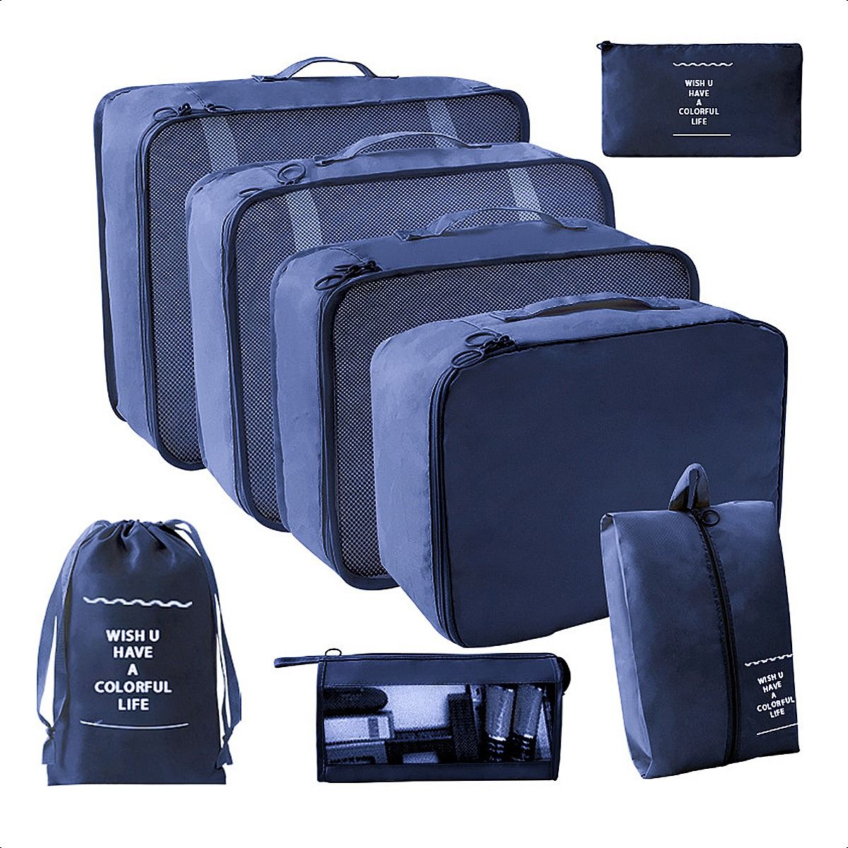 SUPERCENTER - Bolsas Viaje 8 En 1 Bolsas Organizadoras Viaje Maleta Azul