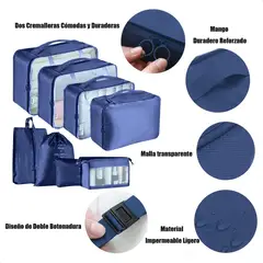 SUPERCENTER - Bolsas Viaje 8 En 1 Bolsas Organizadoras Viaje Maleta Azul