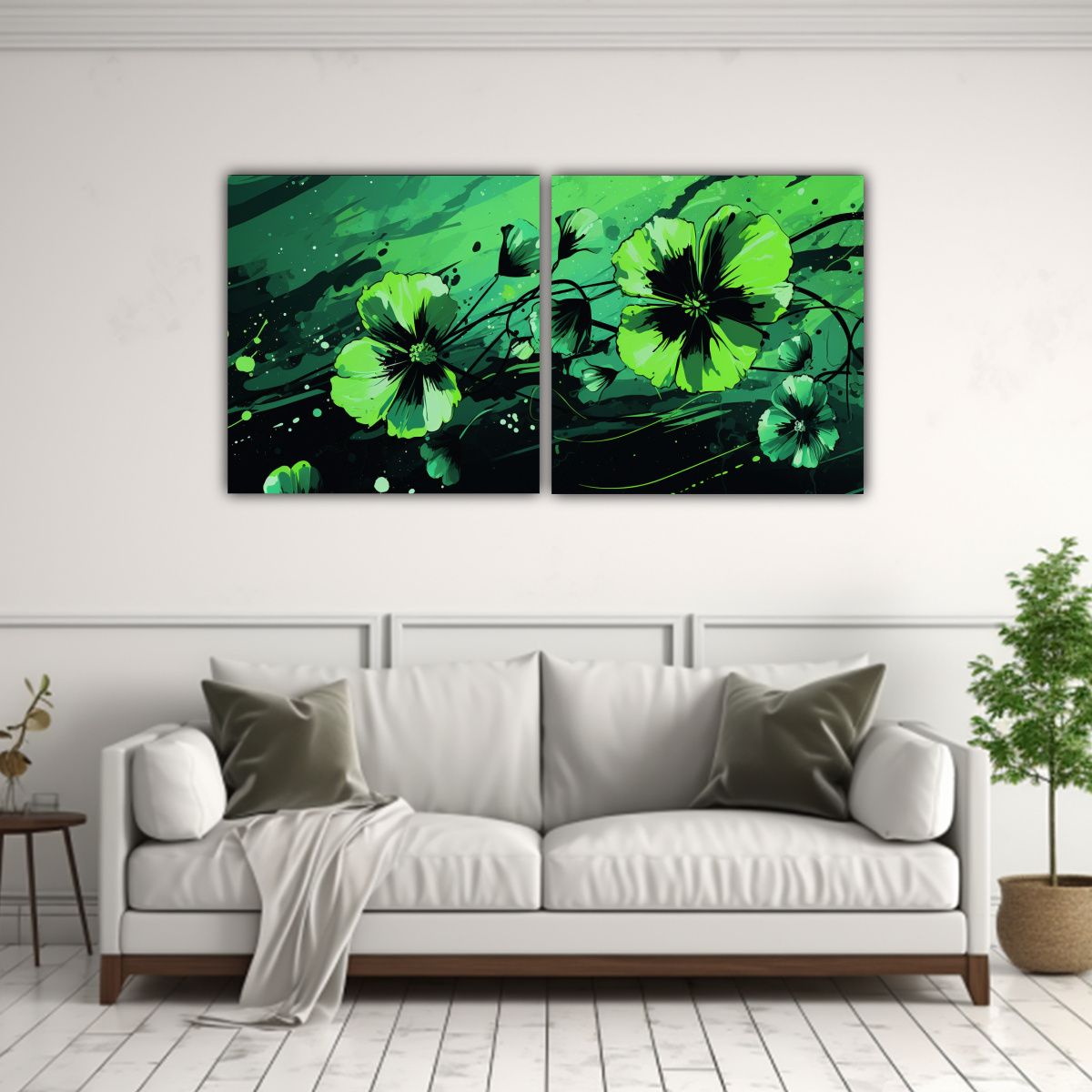 GENERICO - Cuadro Impreso Habitación Estilo Neonoir Verde Y 80x40 Cm