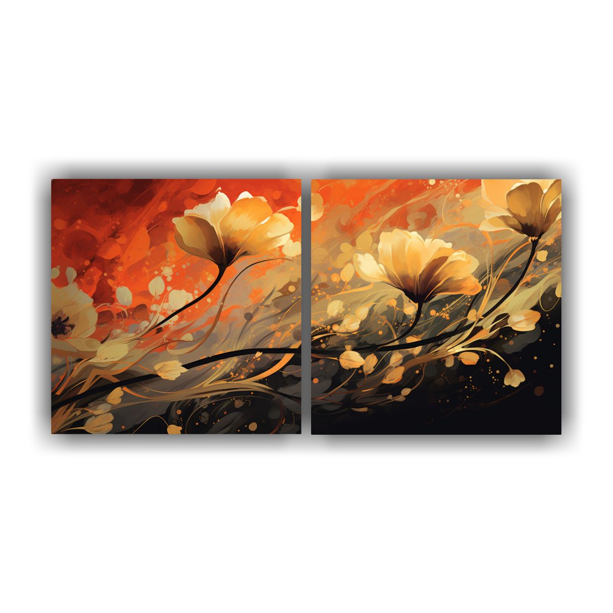 GENERICO - Cuadros Modernos Riqueza Visual En Tonos Naranja 100x50 Cm