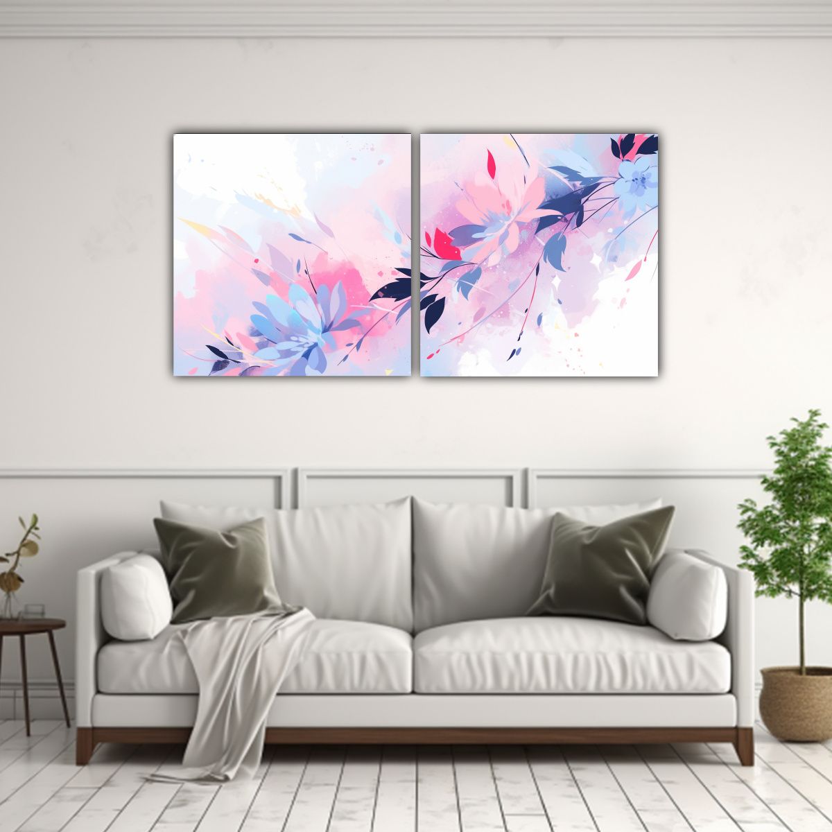 GENERICO - Dos Cuadros Expresión Visión Colores Pastel 60x30 Cm