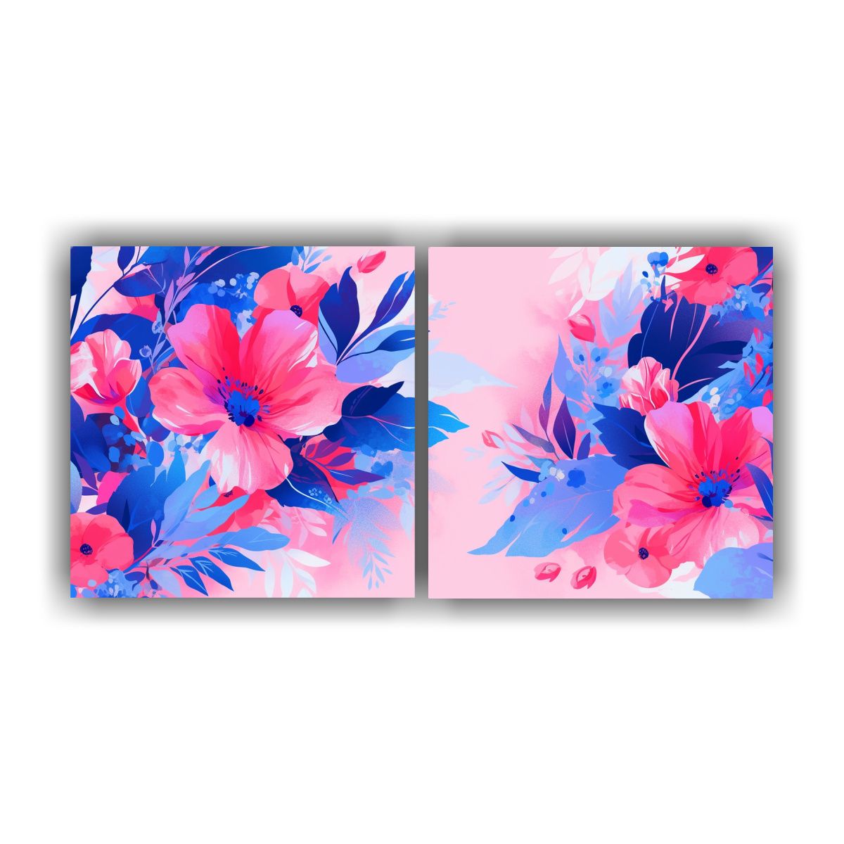 GENERICO - Díptico Moderno Elegancia En Rosa Y Azul 60x30 Cm