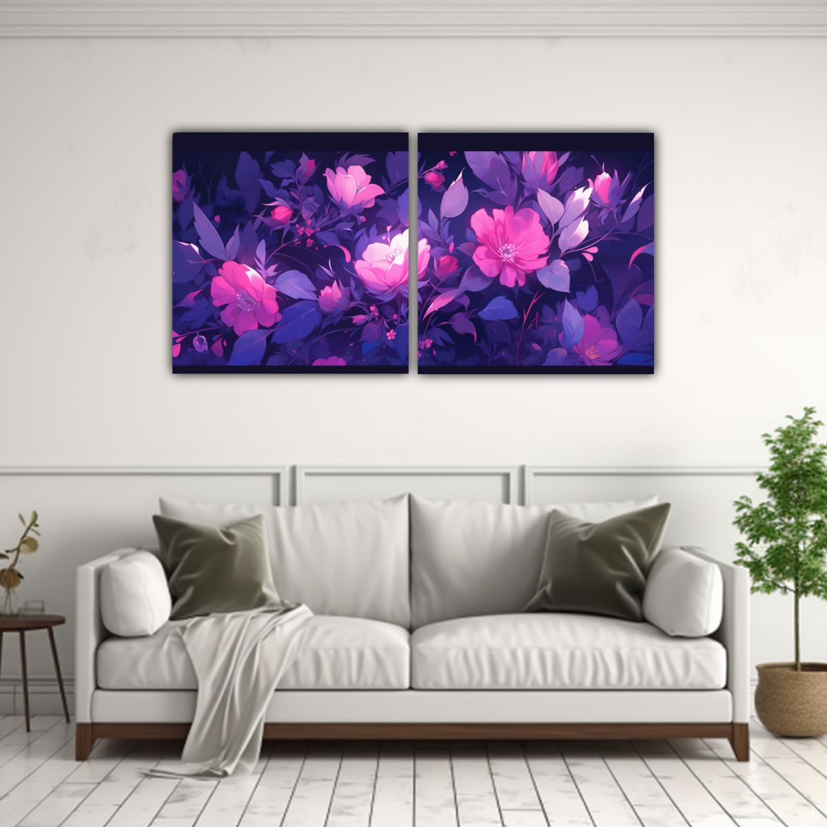 GENERICO - Cuadros Movimiento Purple Y Rosa Neonoir En El 100x50 Cm