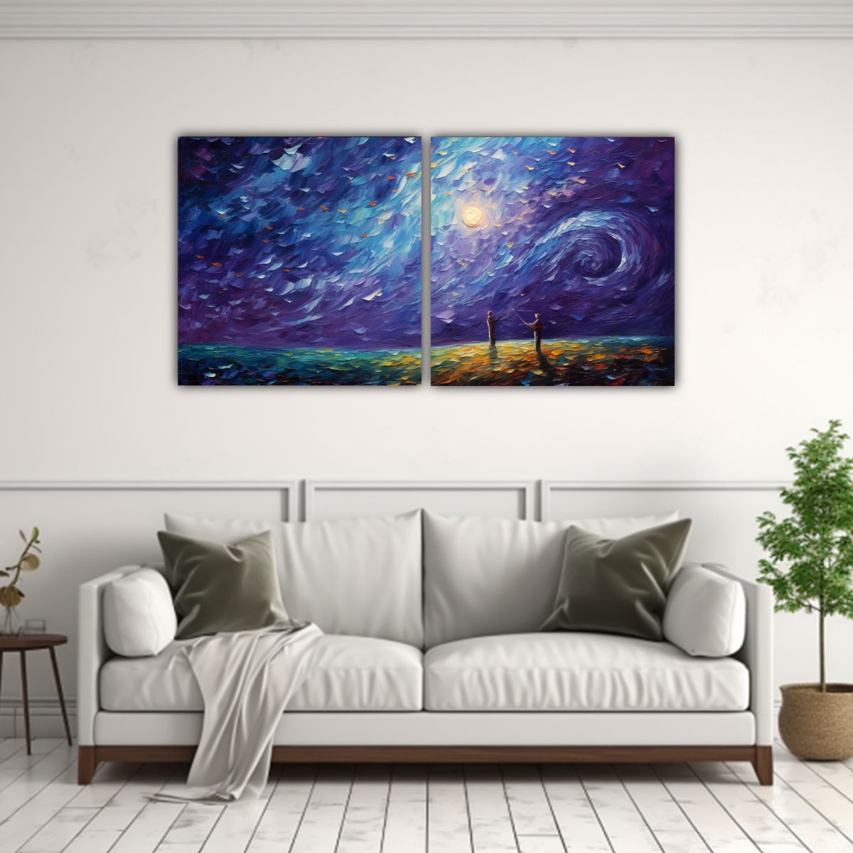 GENERICO - Cuadros Inspirador Estrellada Noche De Un Hombre 80x40 Cm