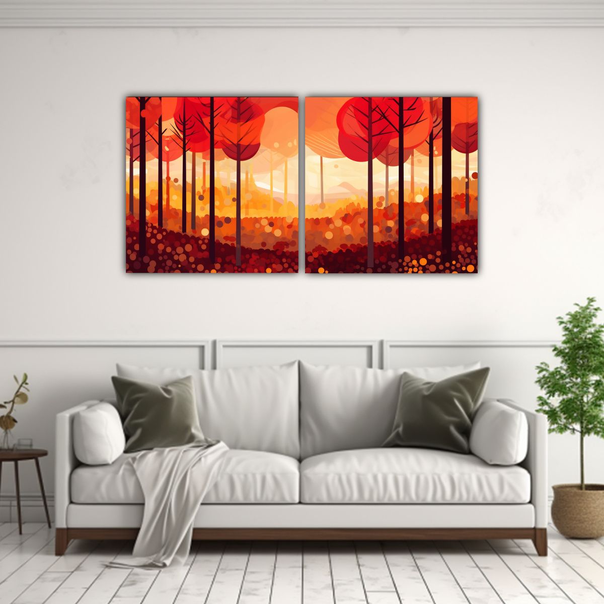 GENERICO - Pintura Decorativa De Bosque Otoñal En Acuarela 80x40 Cm