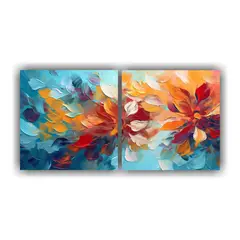 GENERICO - Cuadros Abstractos Impresionistas Rojo Amarillo 60x30 Cm