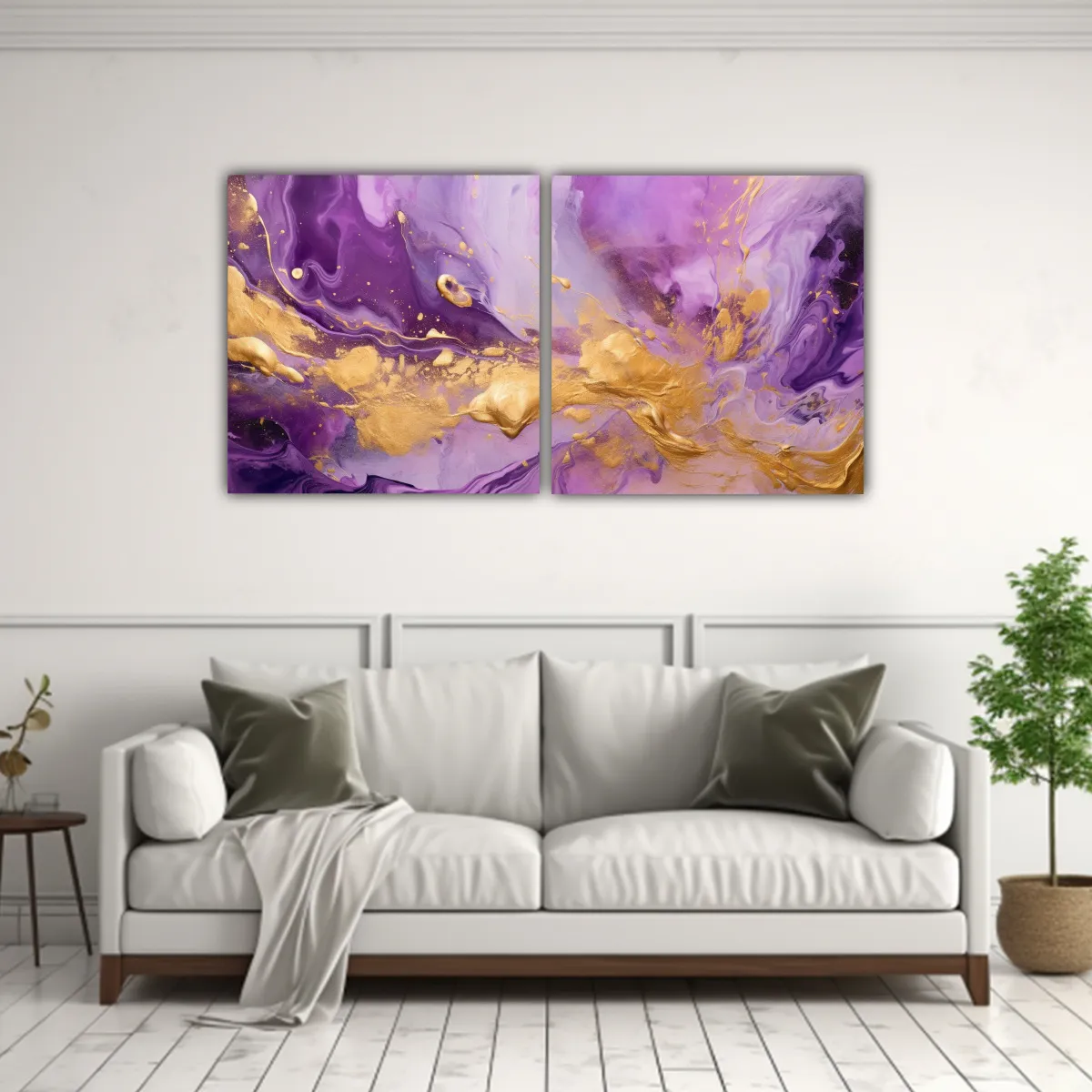 GENERICO - Pintura Vibrante De Color Morado Y Dorado En El 100x50 Cm