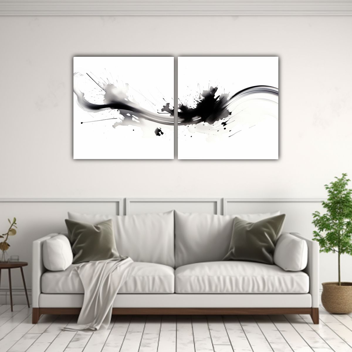 GENERICO - Arte Zen Tinta Elegante En Lienzo Moderno 80x40 Cm