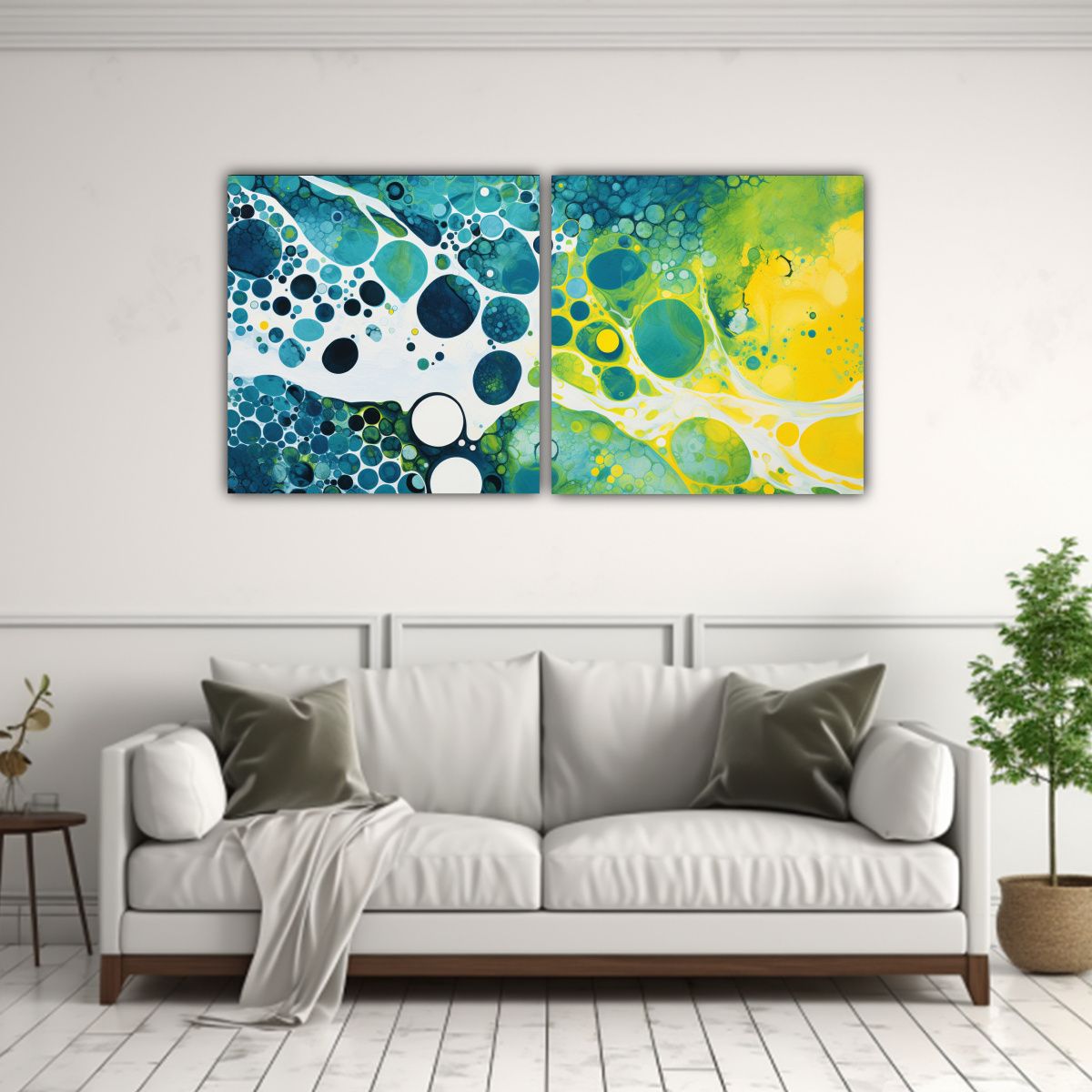 GENERICO - Cuadro De Tela Moderno Amarillo Verde Azul Y 100x50 Cm