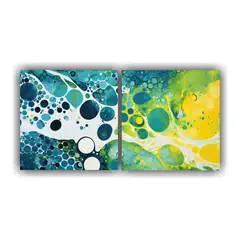 GENERICO - Cuadro De Tela Moderno Amarillo Verde Azul Y 80x40 Cm
