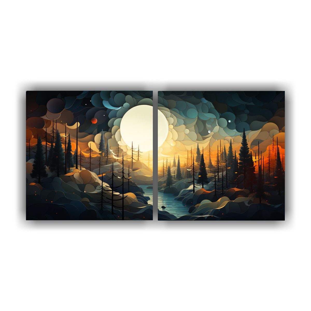 GENERICO - Conjunto 2 Lienzos Abstractos Patrón Intenso 80x40 Cm