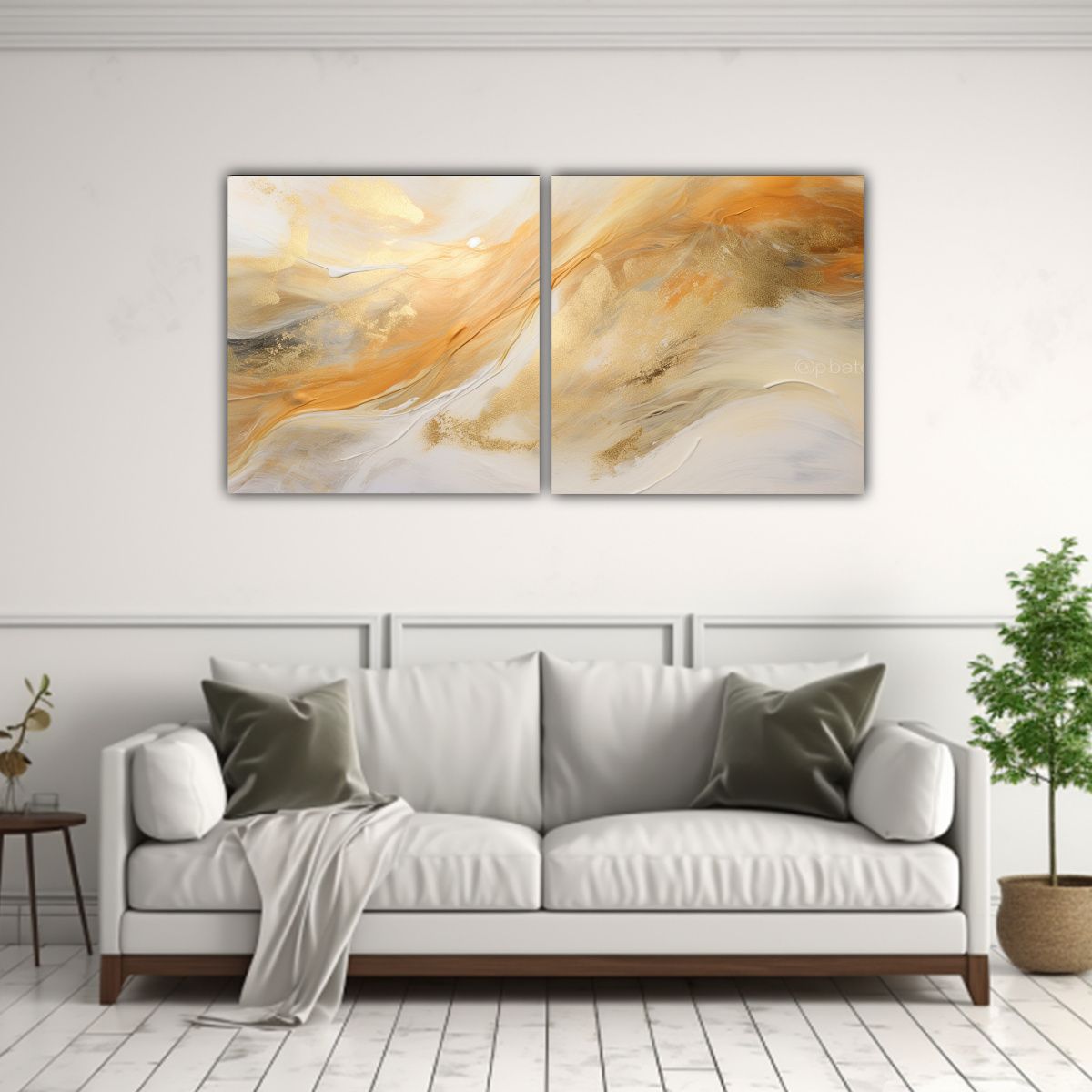 GENERICO - Set 2 Lienzos Abstracción Contraste En Vibrantes 80x40 Cm