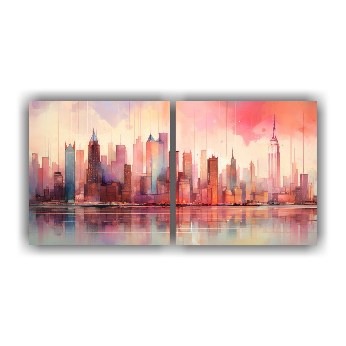 GENERICO - Pintura Mural Manhattan Cityscape Colores 80x40 Cm
