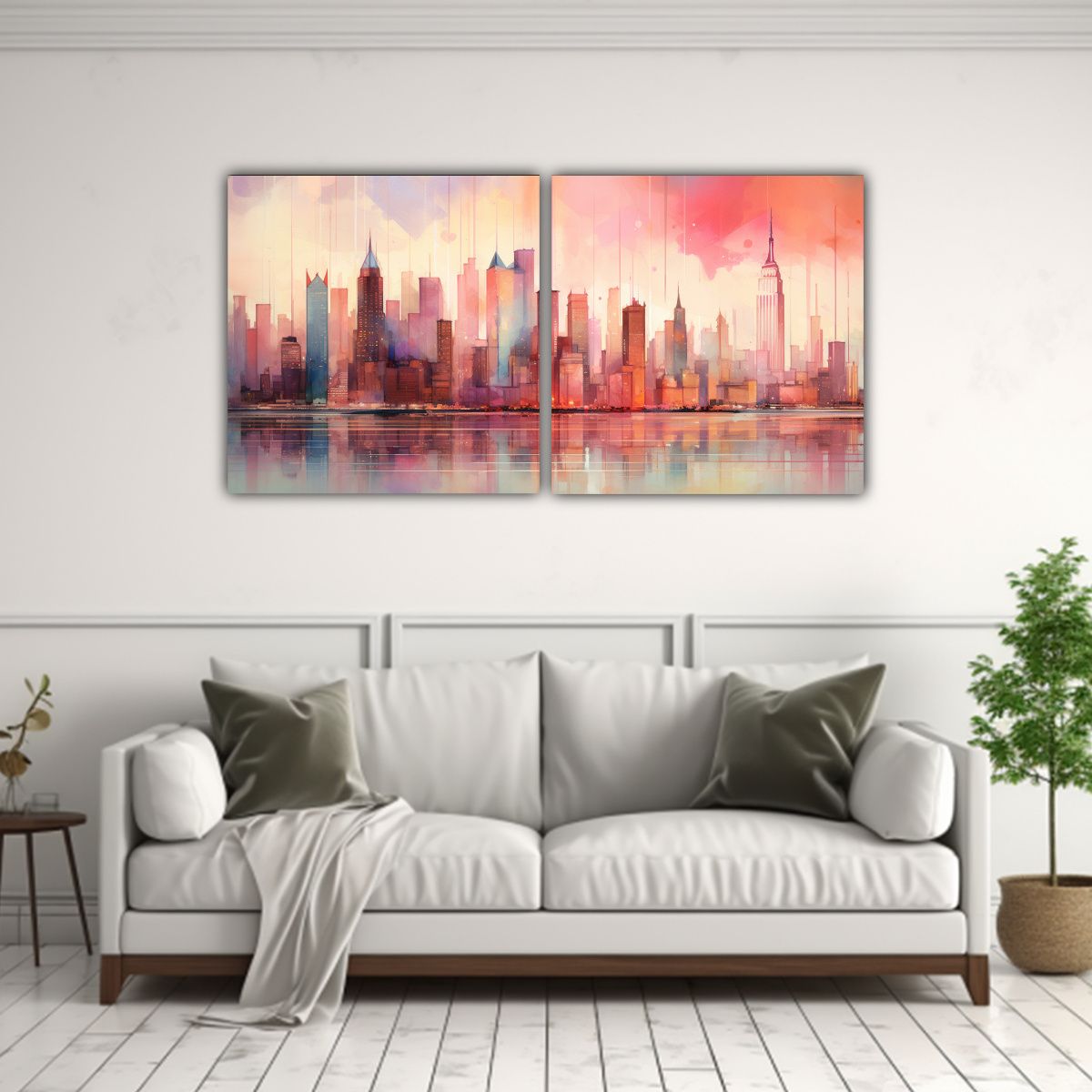 GENERICO - Pintura Mural Manhattan Cityscape Colores 80x40 Cm