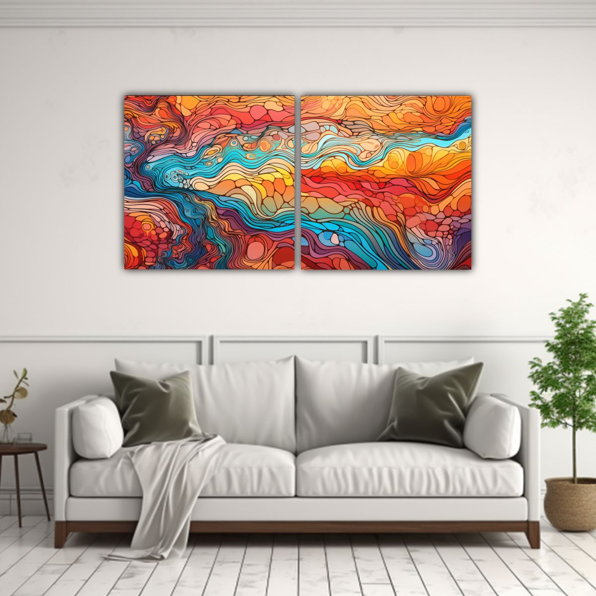 GENERICO - Pinturas Decorativas Estilo Topo Con Líneas 80x40 Cm
