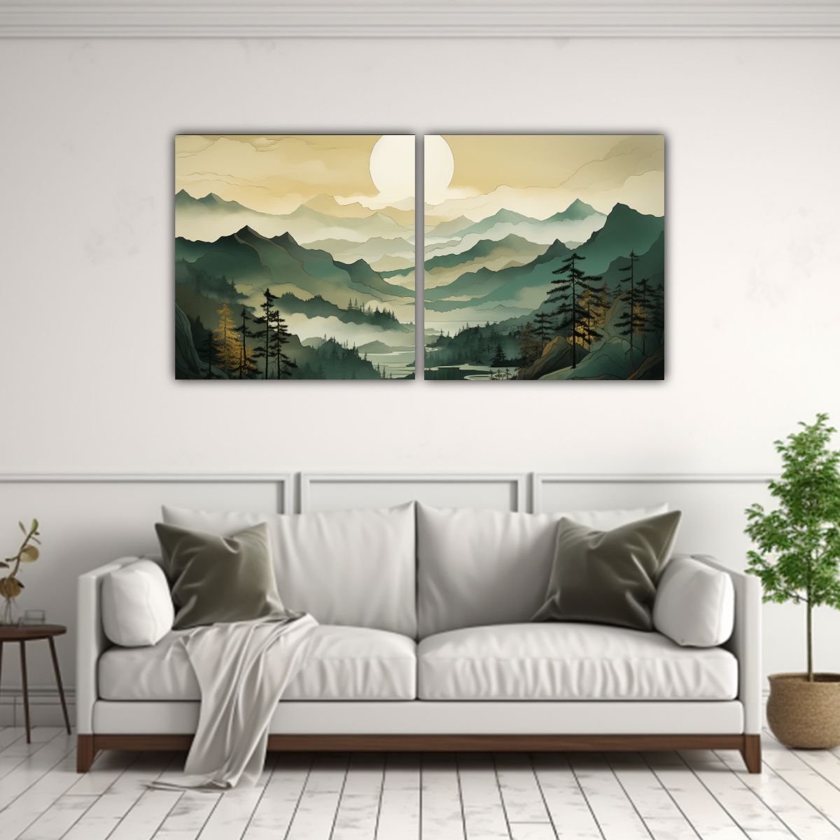 GENERICO - Pintura Minimalista De Montañas En Diferentes 80x40 Cm