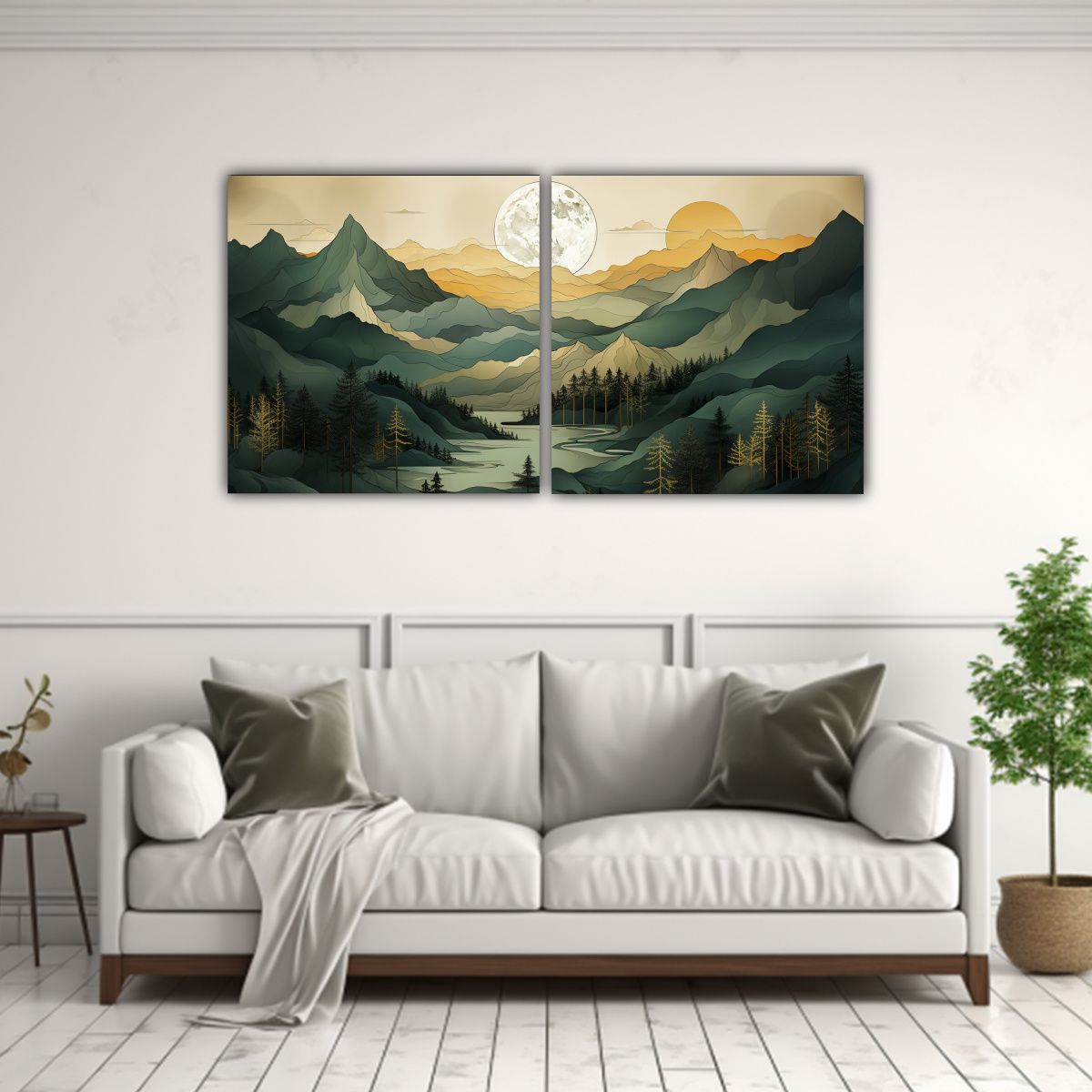 GENERICO - Cuadros Minimalistas De Montañas En Elegante 80x40 Cm
