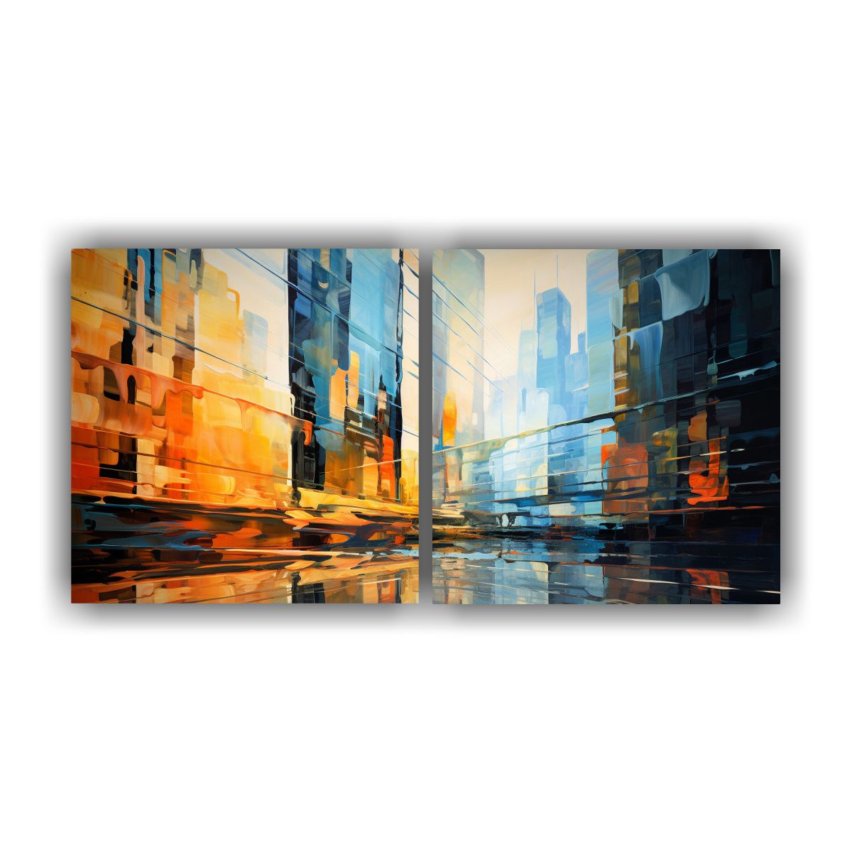 GENERICO - Juego 2 Lienzos Modernos Impresionismo Abstracto 80x40 Cm