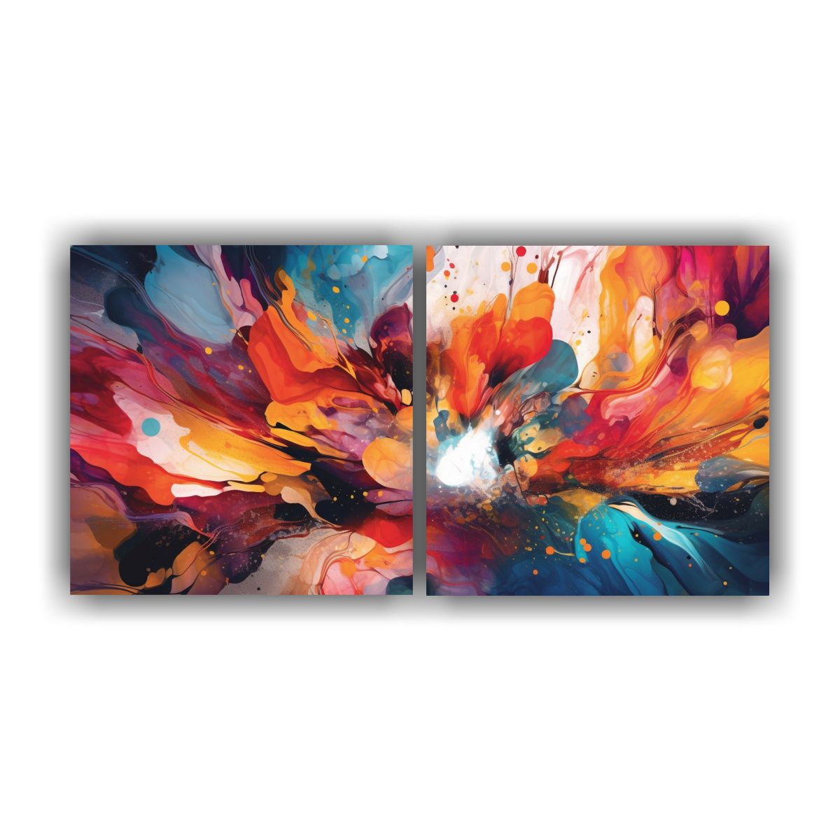 GENERICO - Díptico Abstracto Colorido Arte Decorativo 100x50 Cm